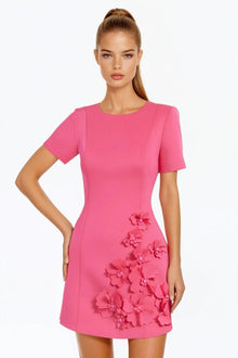 ONE33 SOCIAL | The Vega 3D Fuchsia Flower Cocktail Dress | Pink