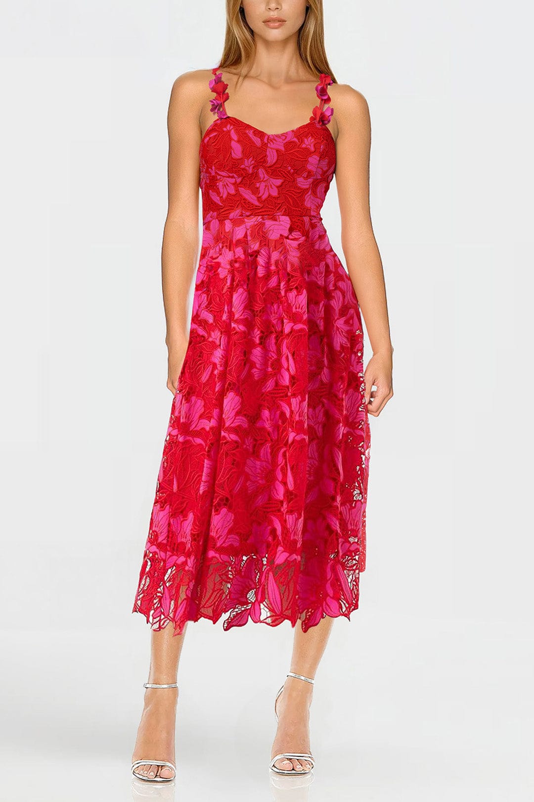 ONE33 SOCIAL | The Athena Floral Sleeveless Dress | Pink / Red