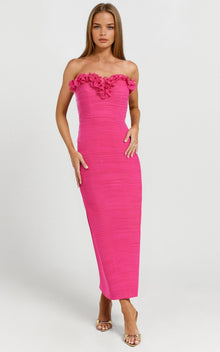 ONE33 SOCIAL | The Mia Strapless Ruffled Gown | Pink
