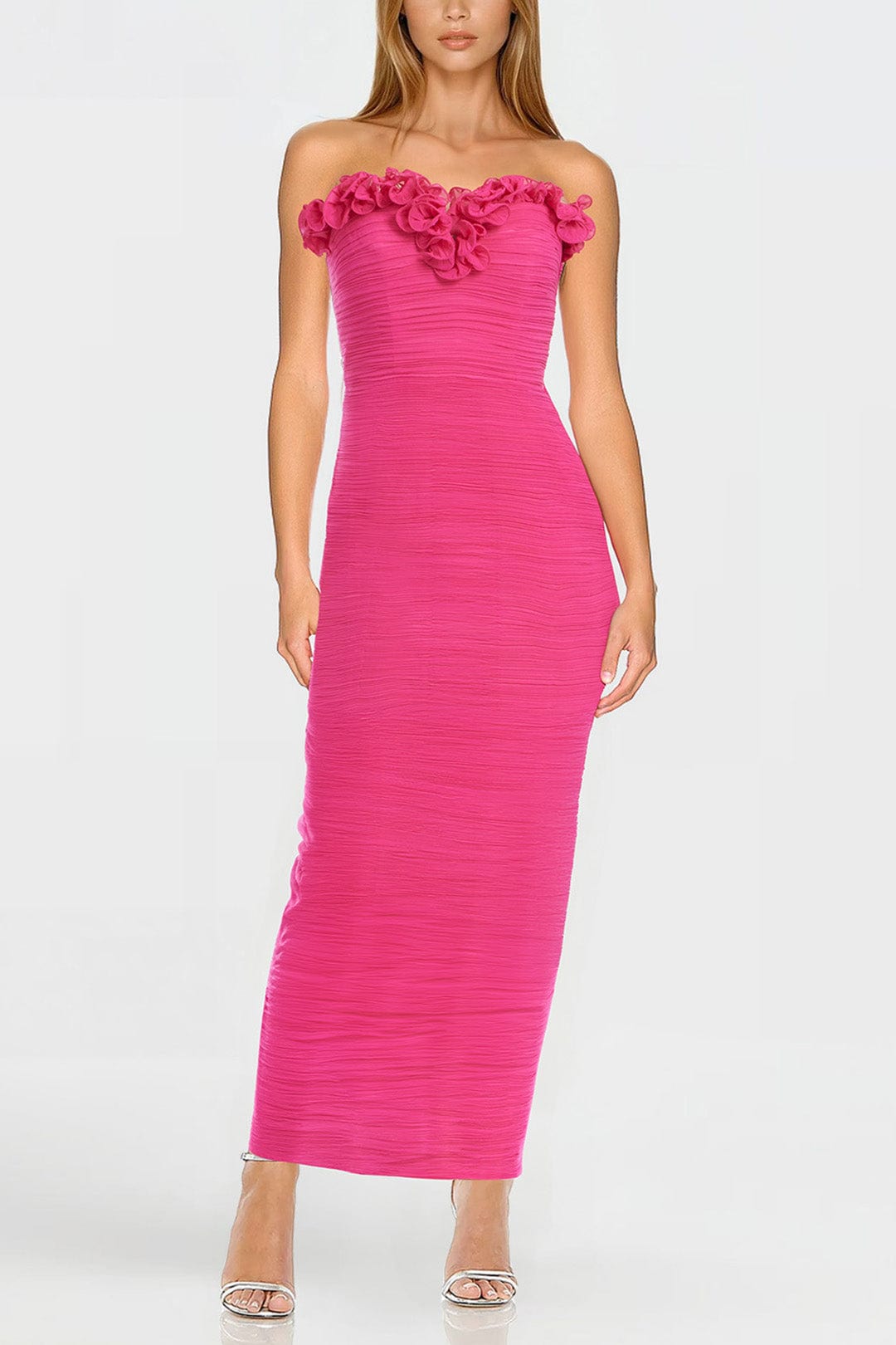 ONE33 SOCIAL | The Mia Strapless Ruffled Gown | Pink