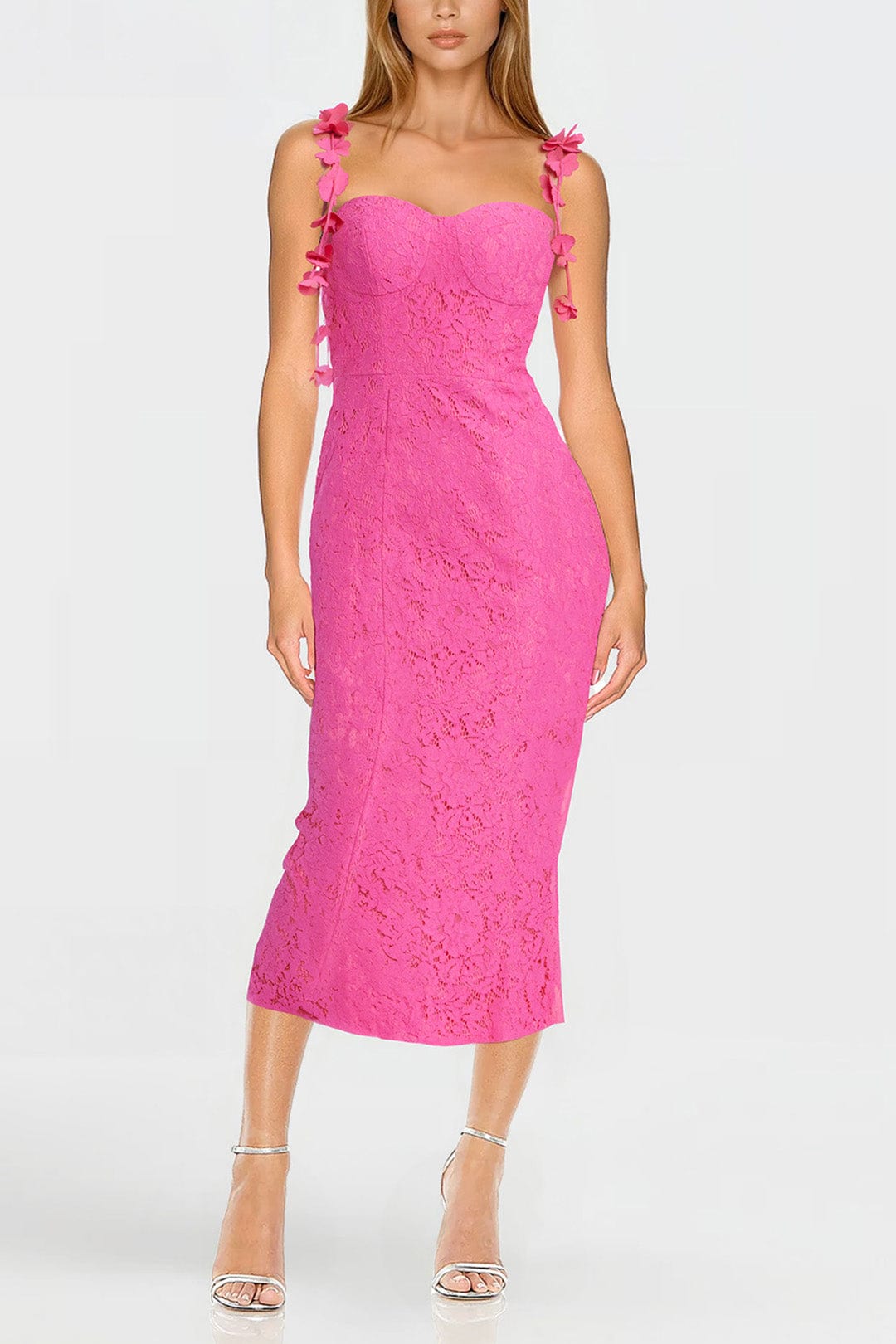 ONE33 SOCIAL | The Zoe Lace Flower Strap Cocktail Dress | Pink
