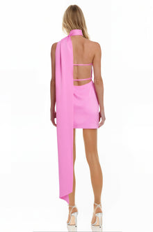 ONE33 SOCIAL | The Layla One-Shoulder Halter Mini Dress | Pink