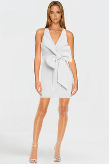 ONE33 SOCIAL | The Amelia Ivory Bow Front Mini Dress | White