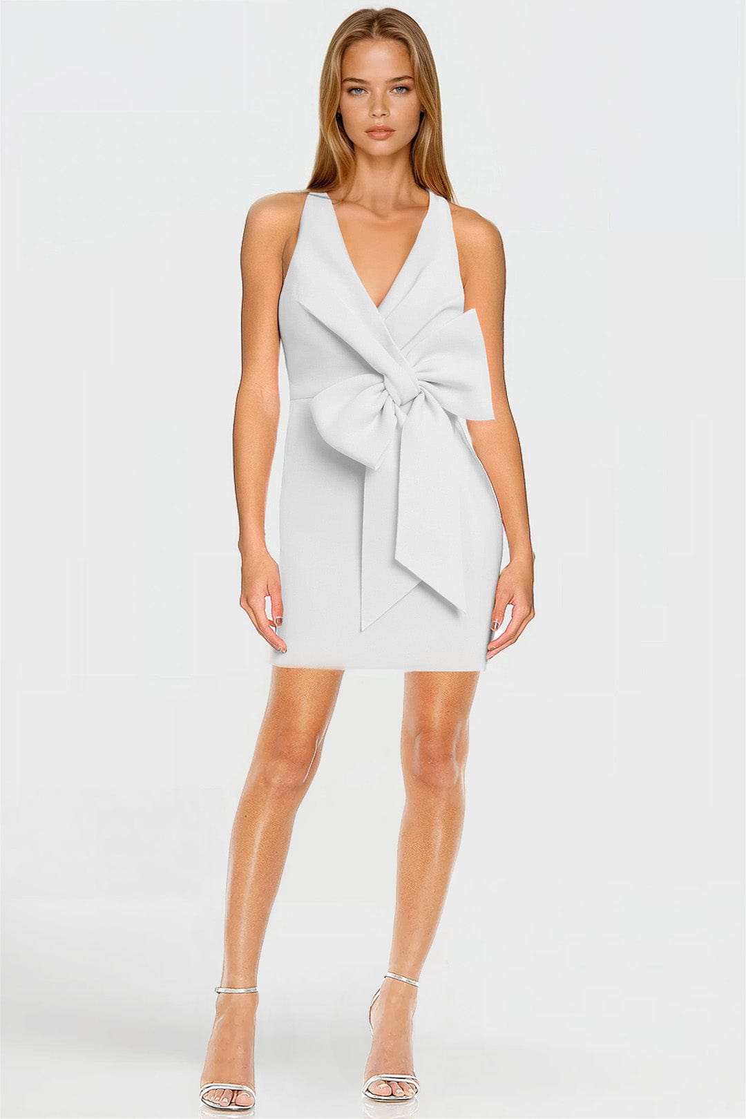ONE33 SOCIAL | The Amelia Ivory Bow Front Mini Dress | White