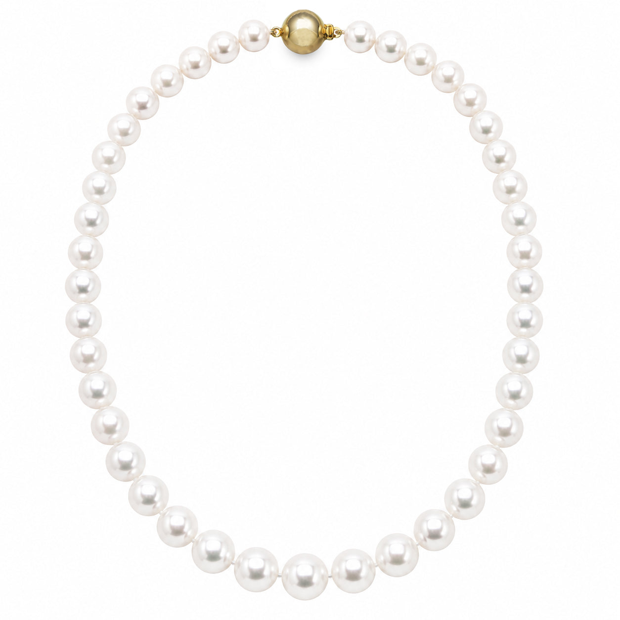 Round Strand Necklace | 14K Yellow Gold | White Freshwater Pearl11mm - 12mm