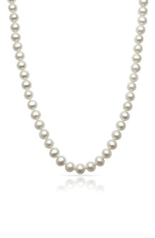 Round Strand Necklace | 14K Yellow Gold | White Freshwater Pearl | 8mm - 9mm