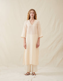 Womens | The Sheer Caftan | Sheer Cream Stripe