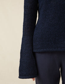 Womens | The Open-Weave Crewneck | Navy Melange