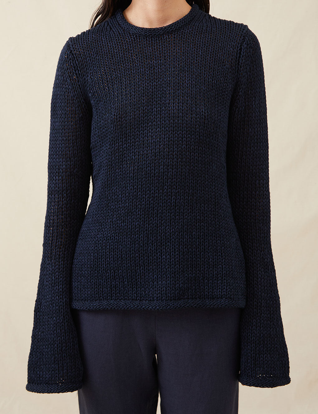 Womens | The Open-Weave Crewneck | Navy Melange
