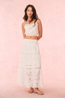 Miloti Eyelet Lace Maxi Skirt | Optic White