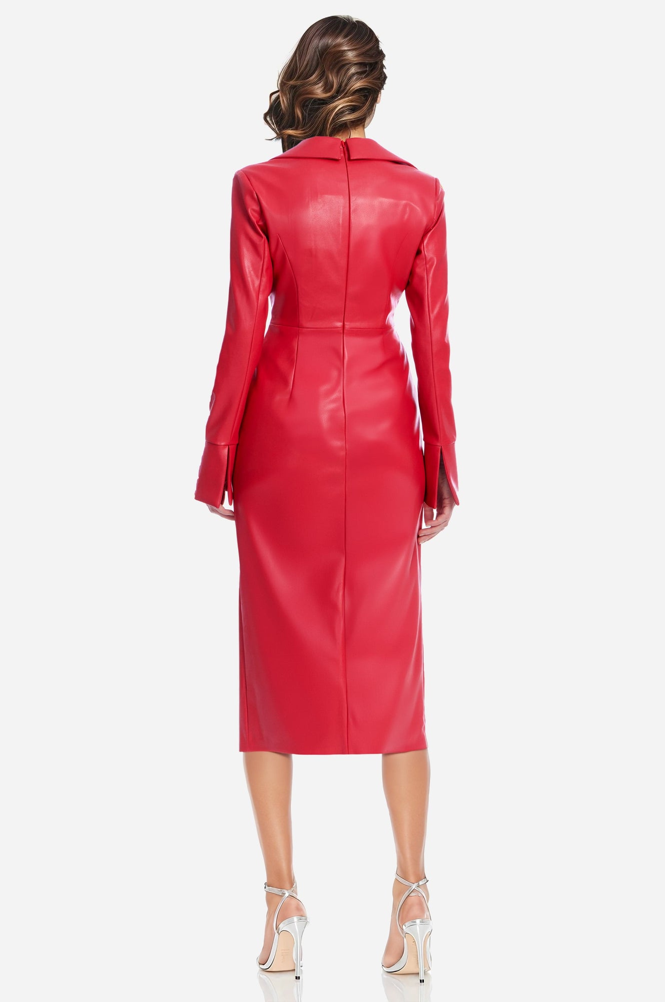 ONE33 SOCIAL | The Mary Strawberry Twist Faux Leather Cocktail Dress | Pink