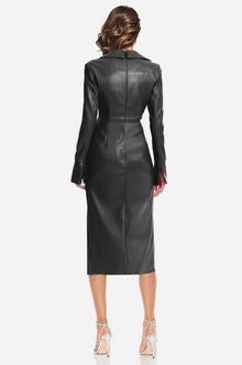 ONE33 SOCIAL | The Mary Black Twist Faux Leather Cocktail Dress | Black