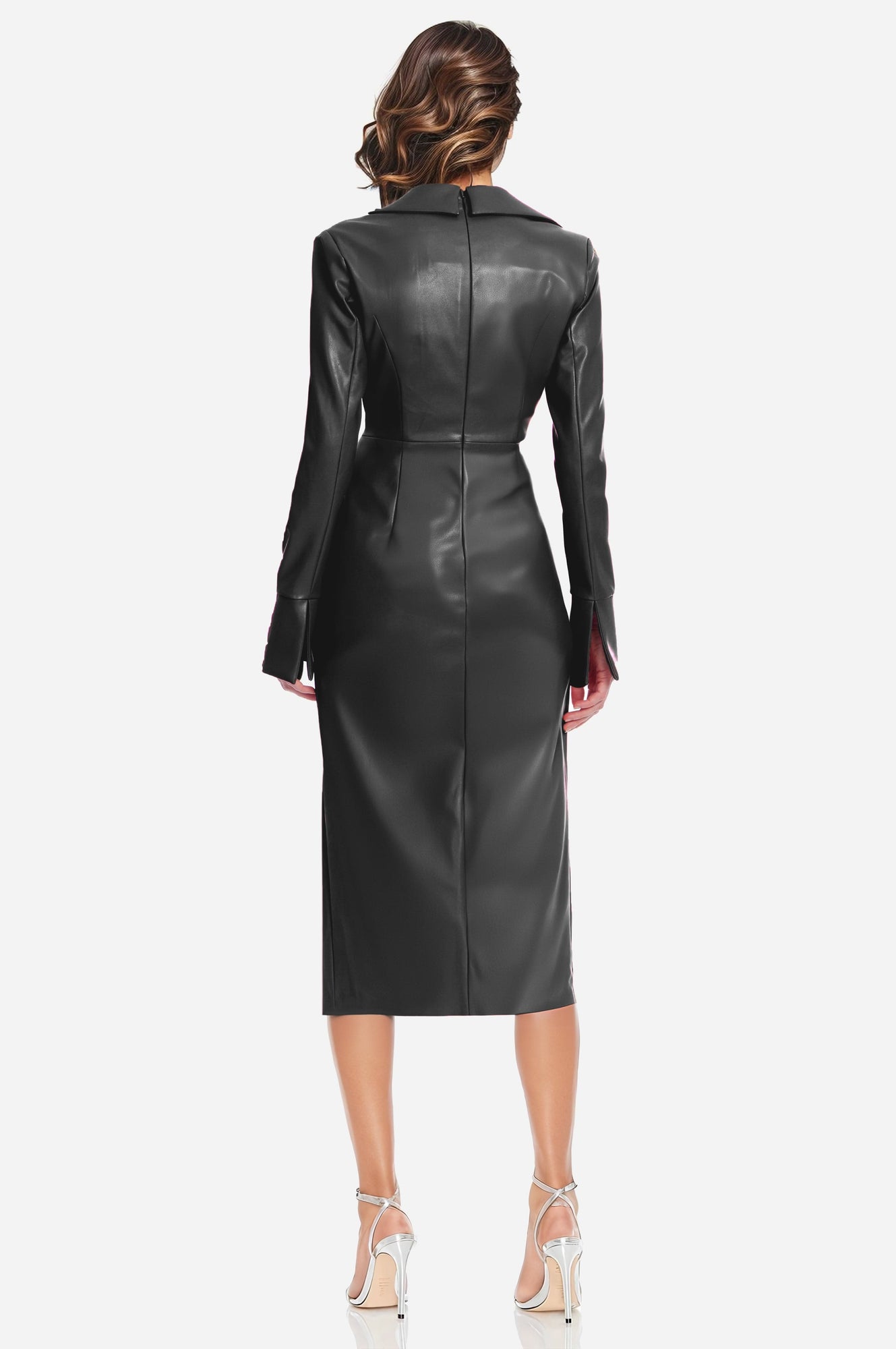 ONE33 SOCIAL | The Mary Black Twist Faux Leather Cocktail Dress | Black