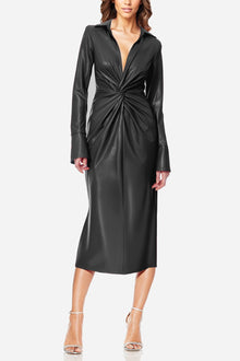 ONE33 SOCIAL | The Mary Black Twist Faux Leather Cocktail Dress | Black