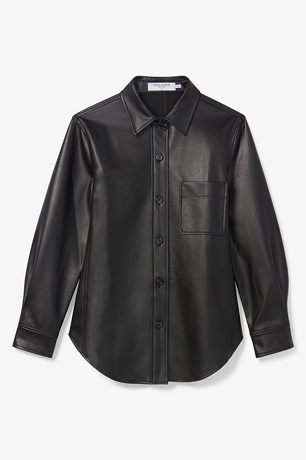 Packshot image of the Sierra Shacket - Vegan Leather in Black | Still | Exclude