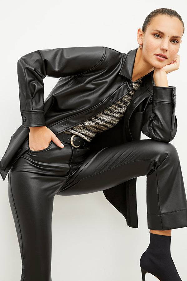Front image of a woman wearing the archie pant in black | Exclude | Grid Hover