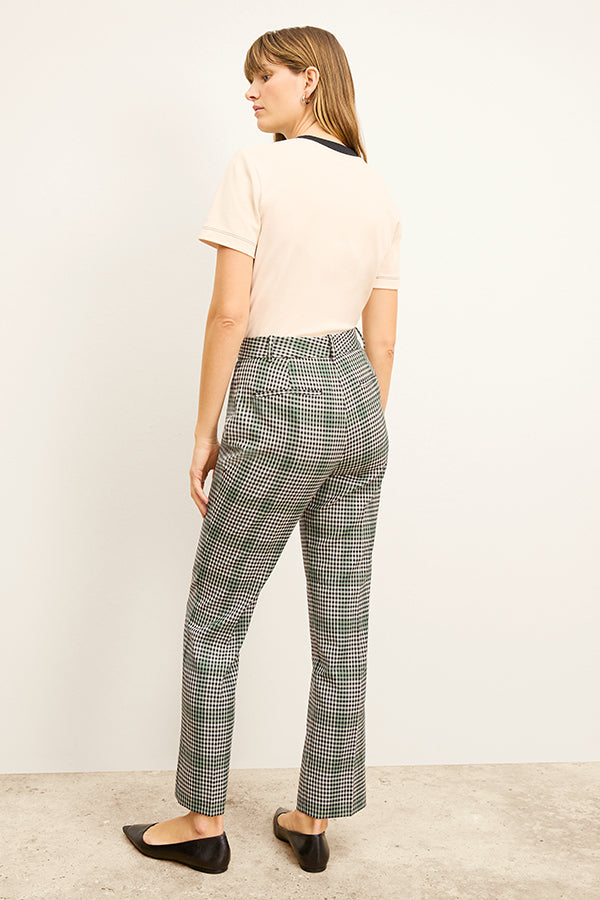 back image of a woman wearing the smith pant in check plaid | Exclude | Grid Hover