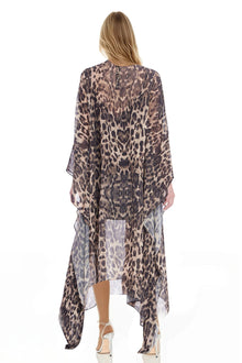 ONE33 SOCIAL | The Rhea Leopard High-Low Caftan Dress | Brown