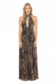 ONE33 SOCIAL | The Kaia Leopard Halter Gown | Brown
