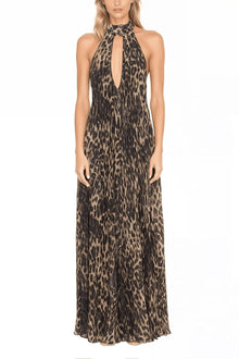 ONE33 SOCIAL | The Kaia Leopard Halter Gown | Brown