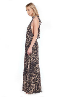 ONE33 SOCIAL | The Kaia Leopard Halter Gown | Brown