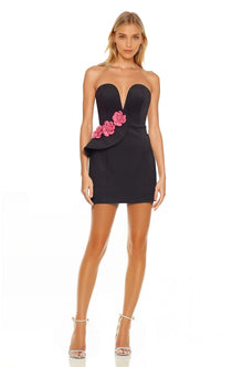 ONE33 SOCIAL | The Zoey Black Strapless Mini Dress | Black / Pink