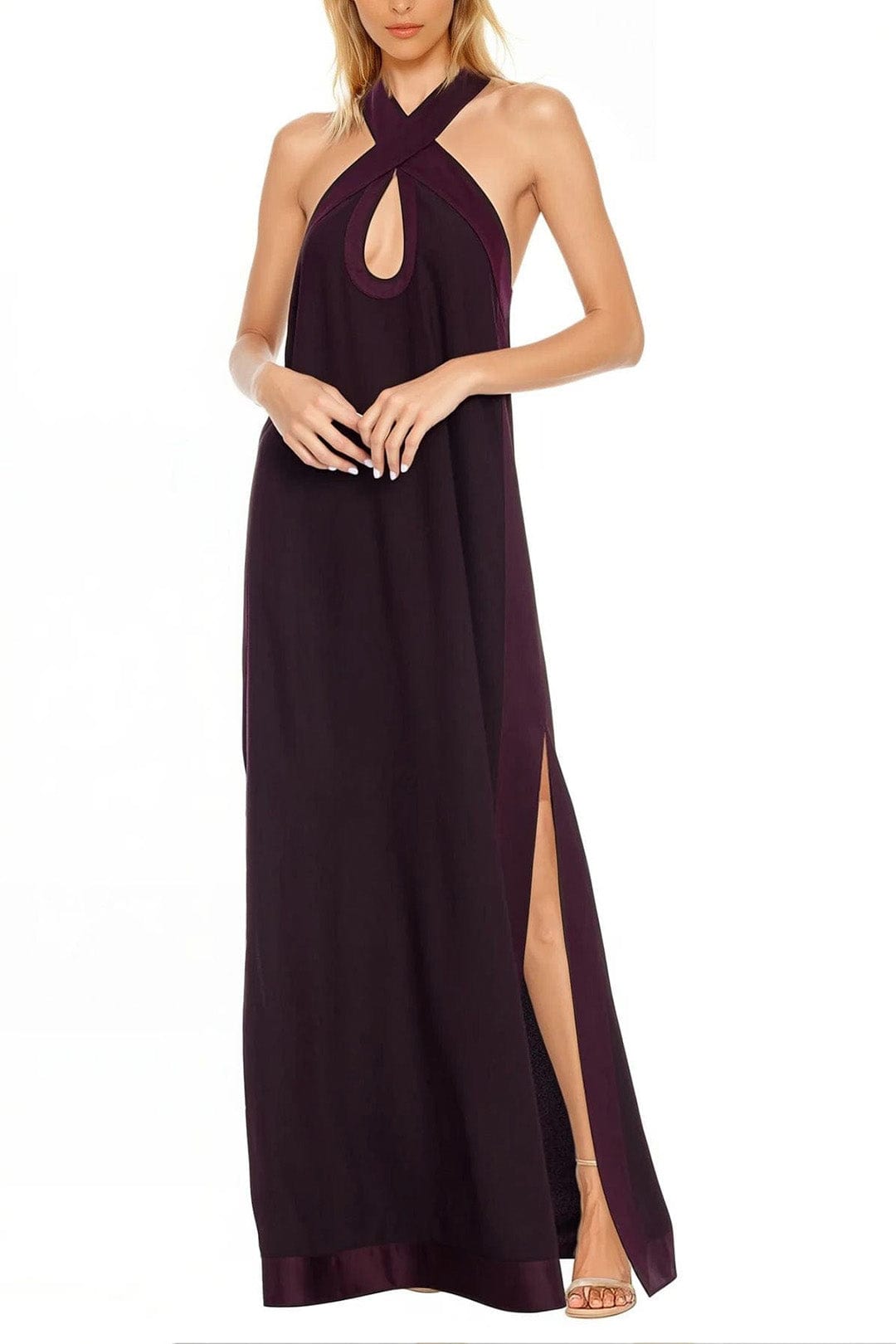 ONE33 SOCIAL | The Liana Plum Halter Gown | Purple