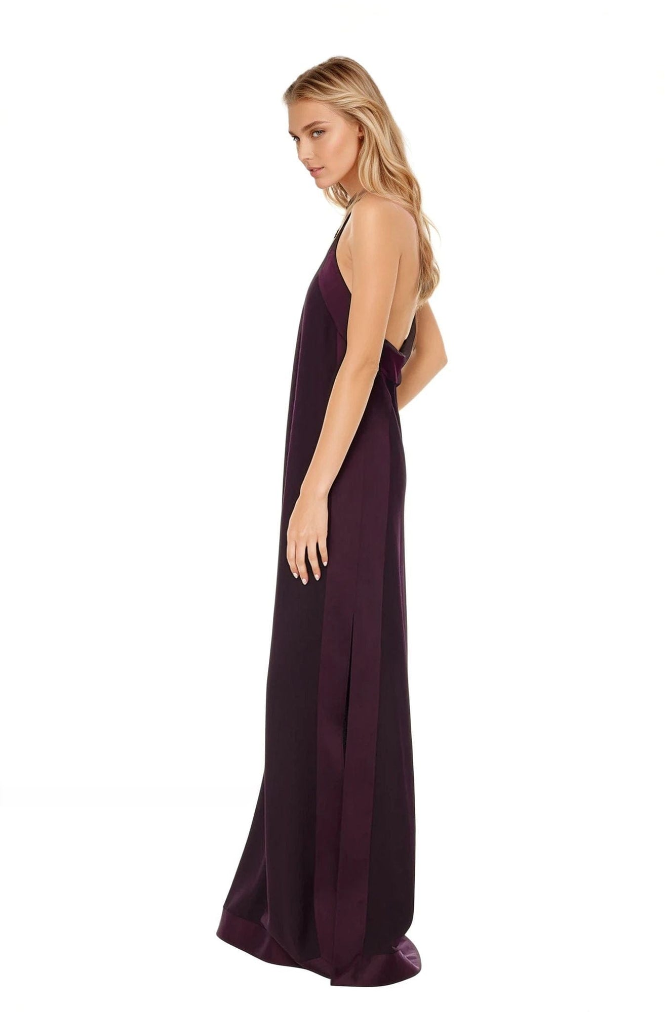 ONE33 SOCIAL | The Liana Plum Halter Gown | Purple