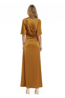 ONE33 SOCIAL | The Marie Gold Cutout Maxi Gown | Gold / Brown