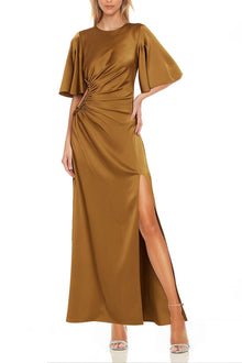 ONE33 SOCIAL | The Marie Gold Cutout Maxi Gown | Gold / Brown