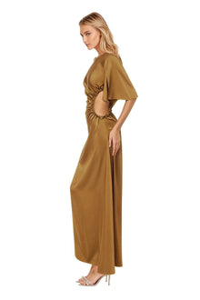 ONE33 SOCIAL | The Marie Gold Cutout Maxi Gown | Gold / Brown