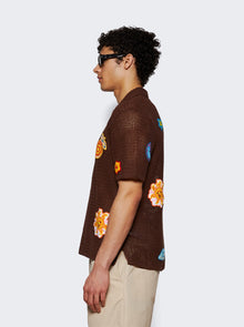 Men | CASABLANCA | Crochet Polo With Patches | Brown