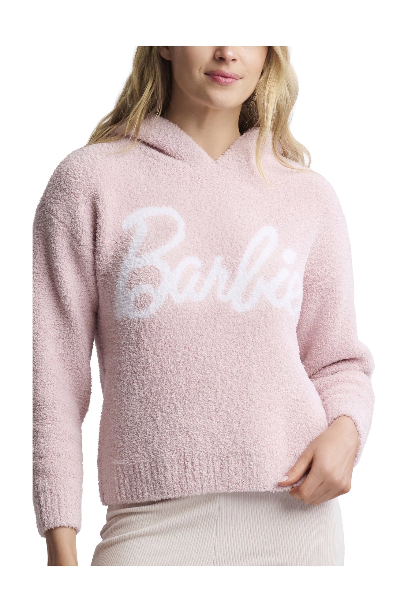 Womens | Cozychic Barbie Hoodie | Dusty Rose/White