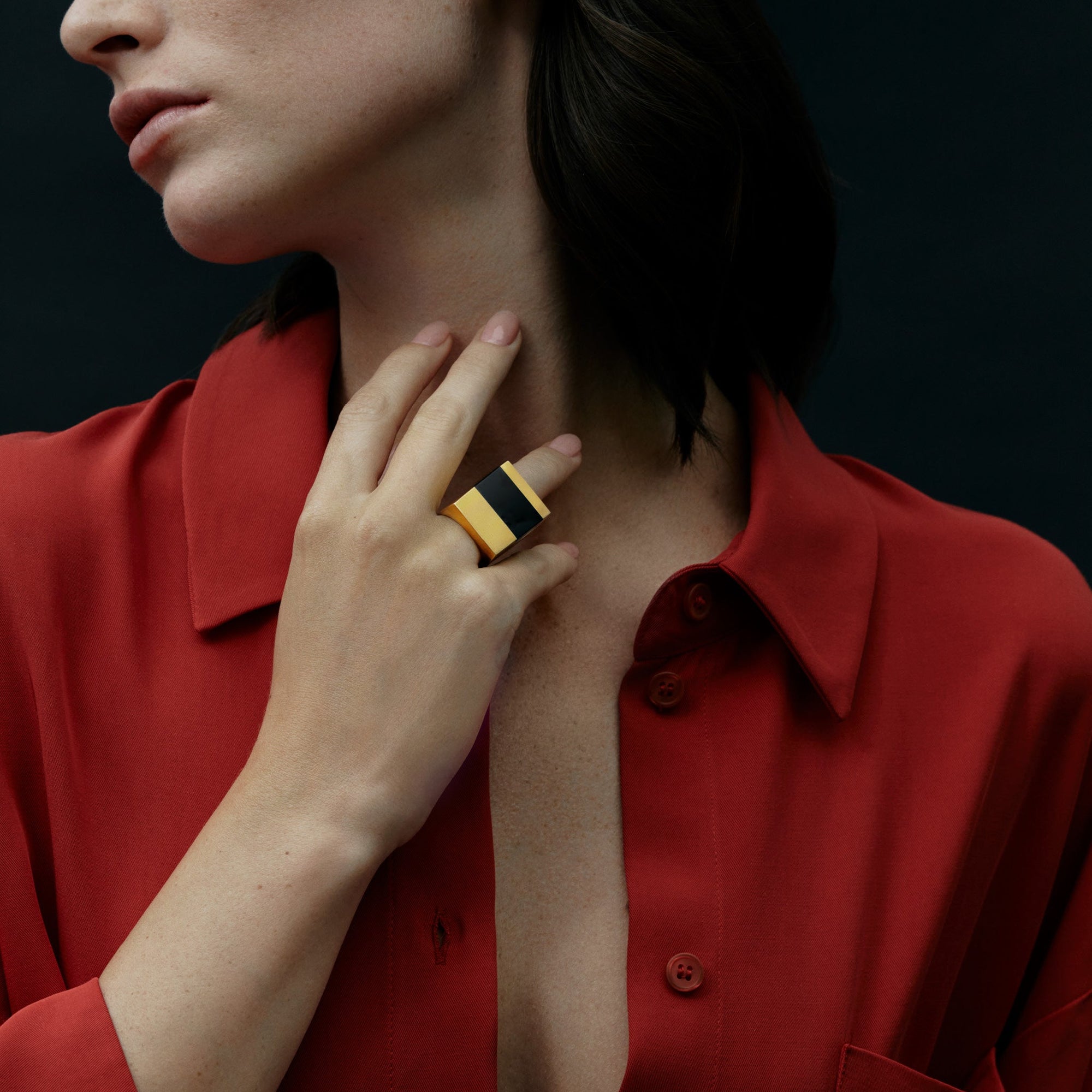 Icarus Ring | 18K Gold Plated | Onyx