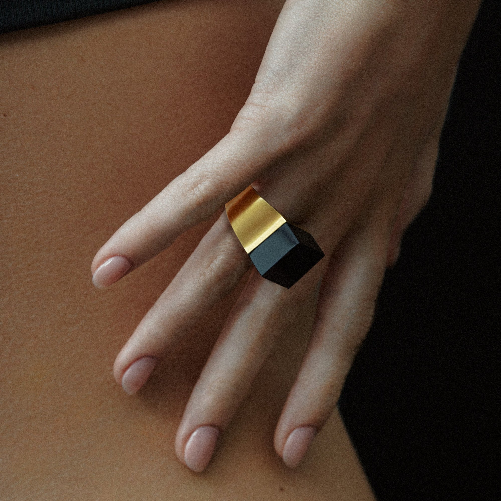 Vector Ring | 18K Gold Plated | Onyx