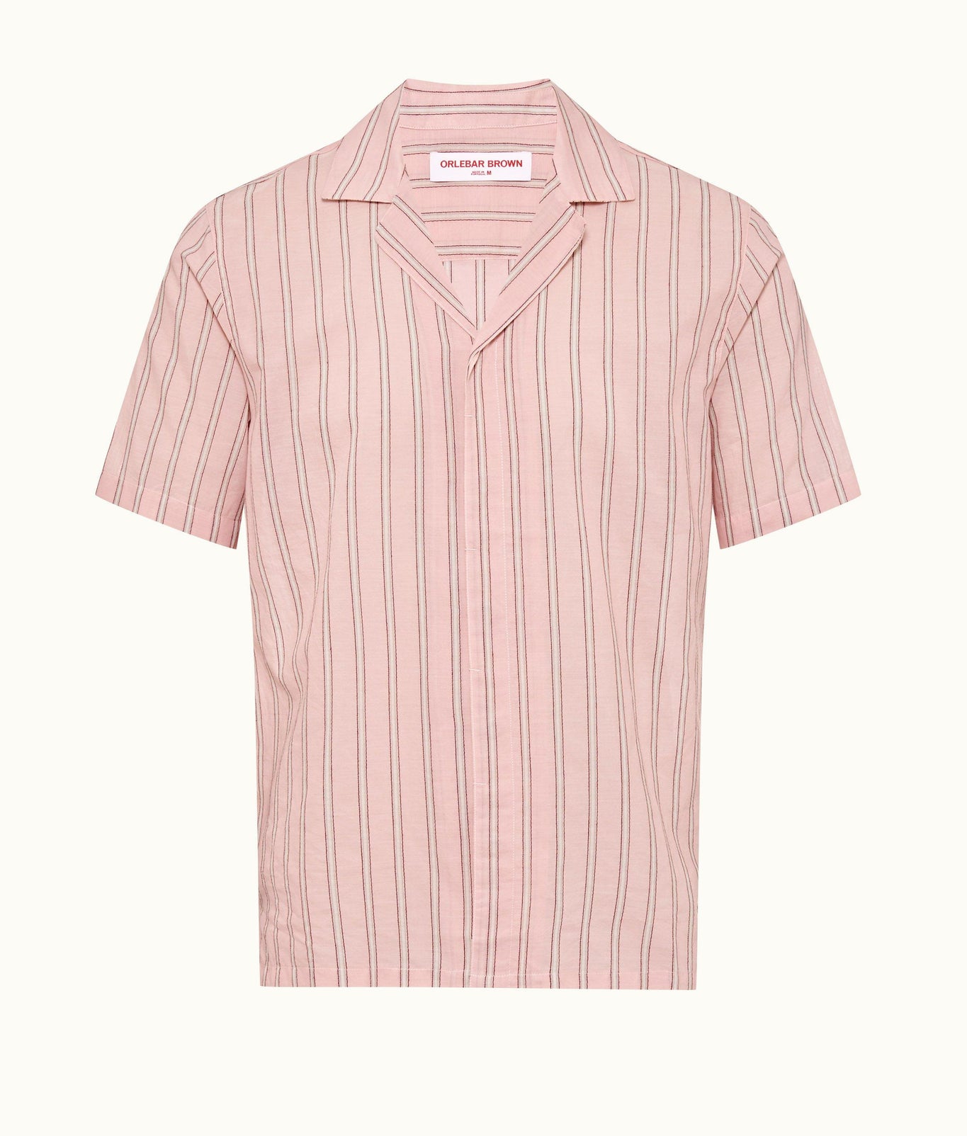 Maitan Capri Collar Stripe Cotton Shirt | Rose/White