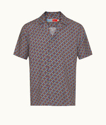 Maitan Whitsun Print Relaxed Fit Capri Collar Shirt | Midnight Navy