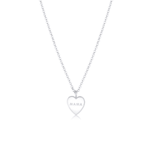 Women | Mama Enamel Heart Pendant – White Enamel | 14k White Gold