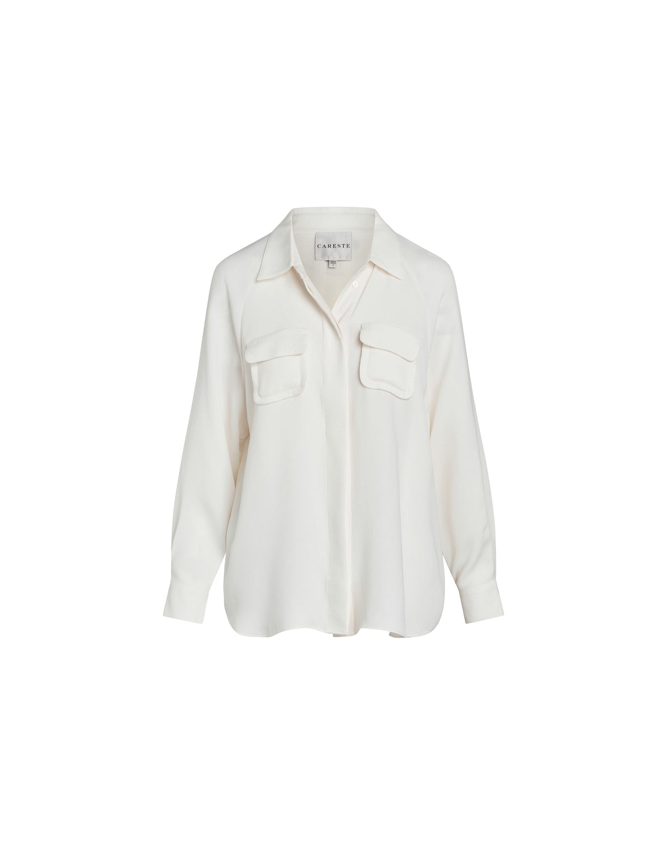 Mandy Silk Relaxed Flap Pocket Shirt | Brilliant White