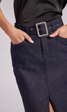 Melissa Sheen Denim Skirt | Dark Denim Blue