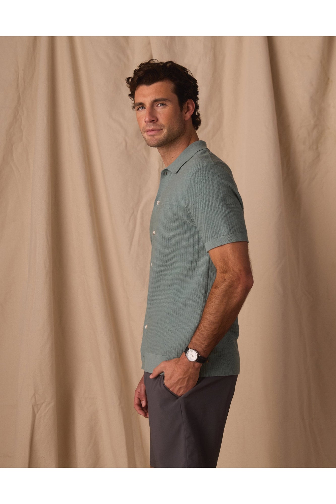 Men | Breezeknit Button Up | Juniper