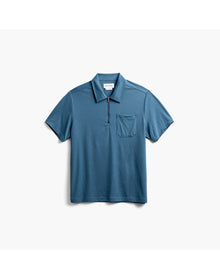 Men | Composite Merino Zip Polo | Atlantic Blue
