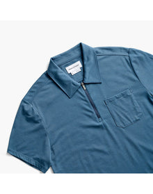 Men | Composite Merino Zip Polo | Atlantic Blue