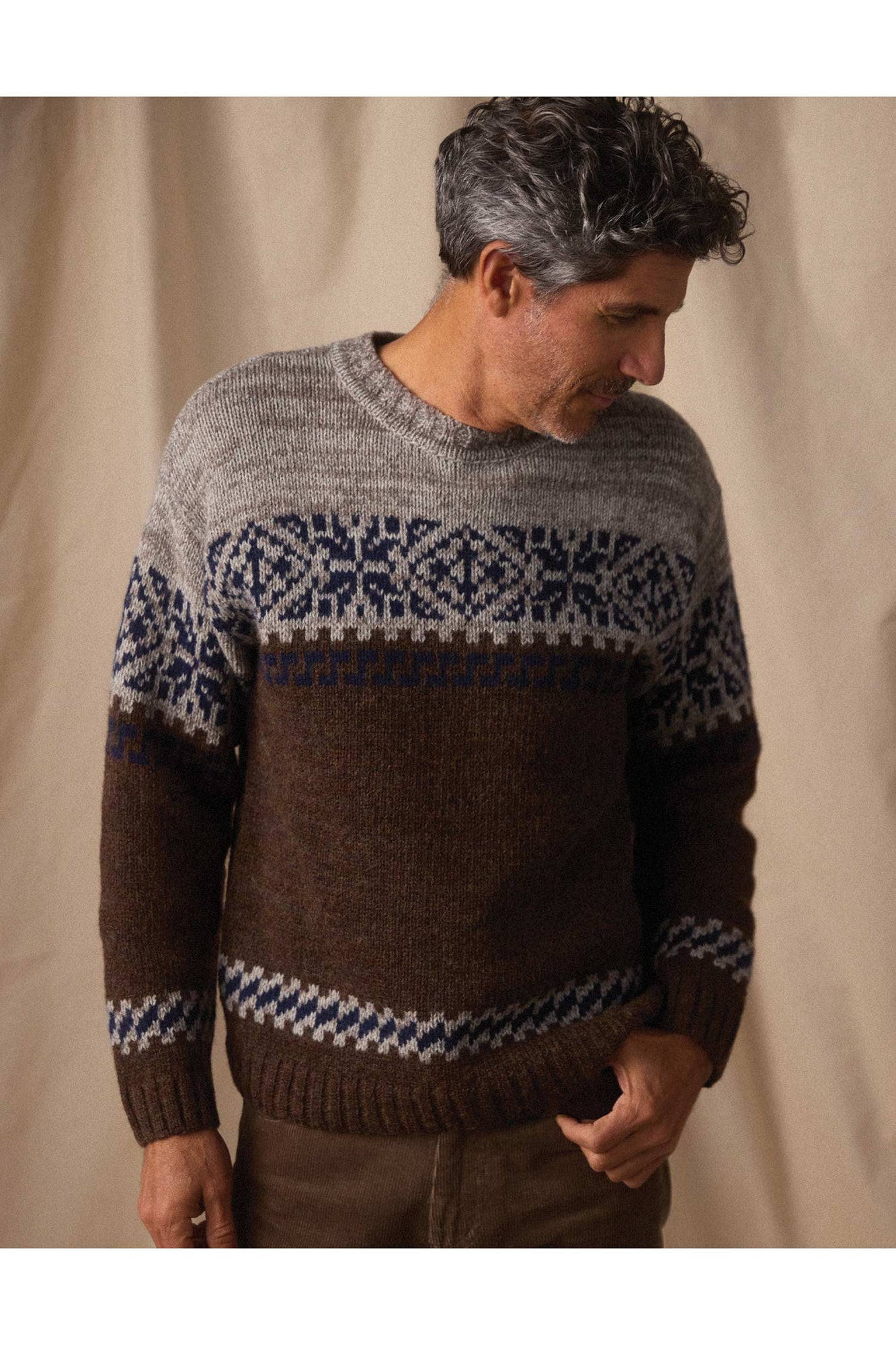 Men | Fair Isle Crew | Brown Multi