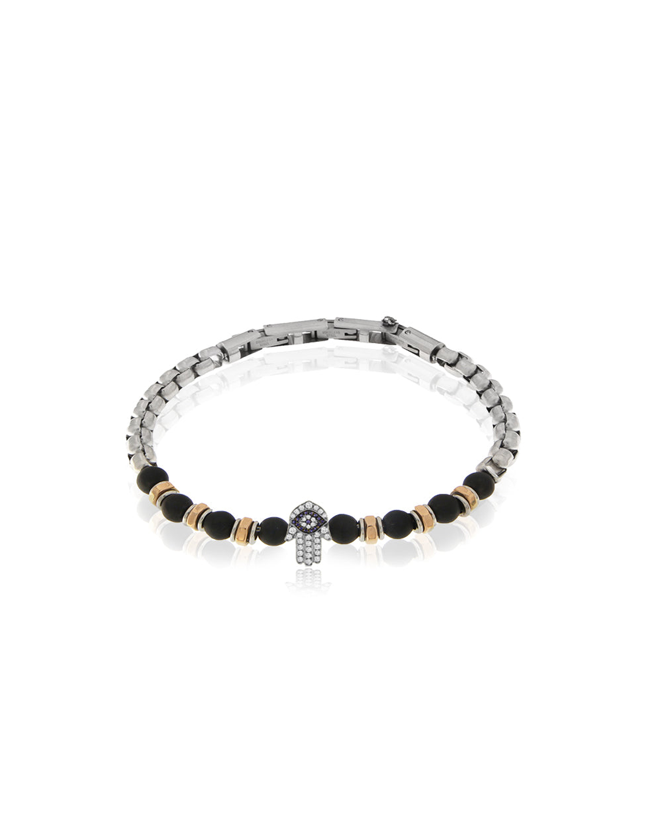 Men | Hamsa Bracelet | Black & Silver