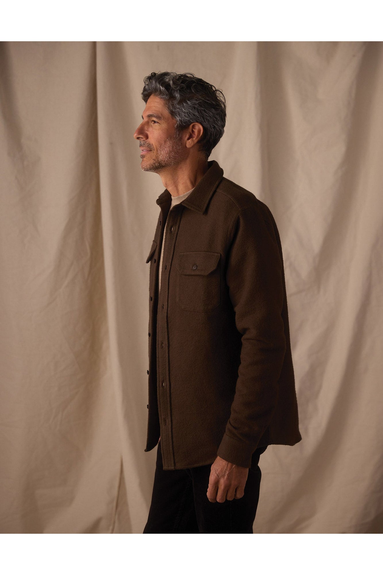 Men | Heavyweight Chamois Overshirt | Dark Brown