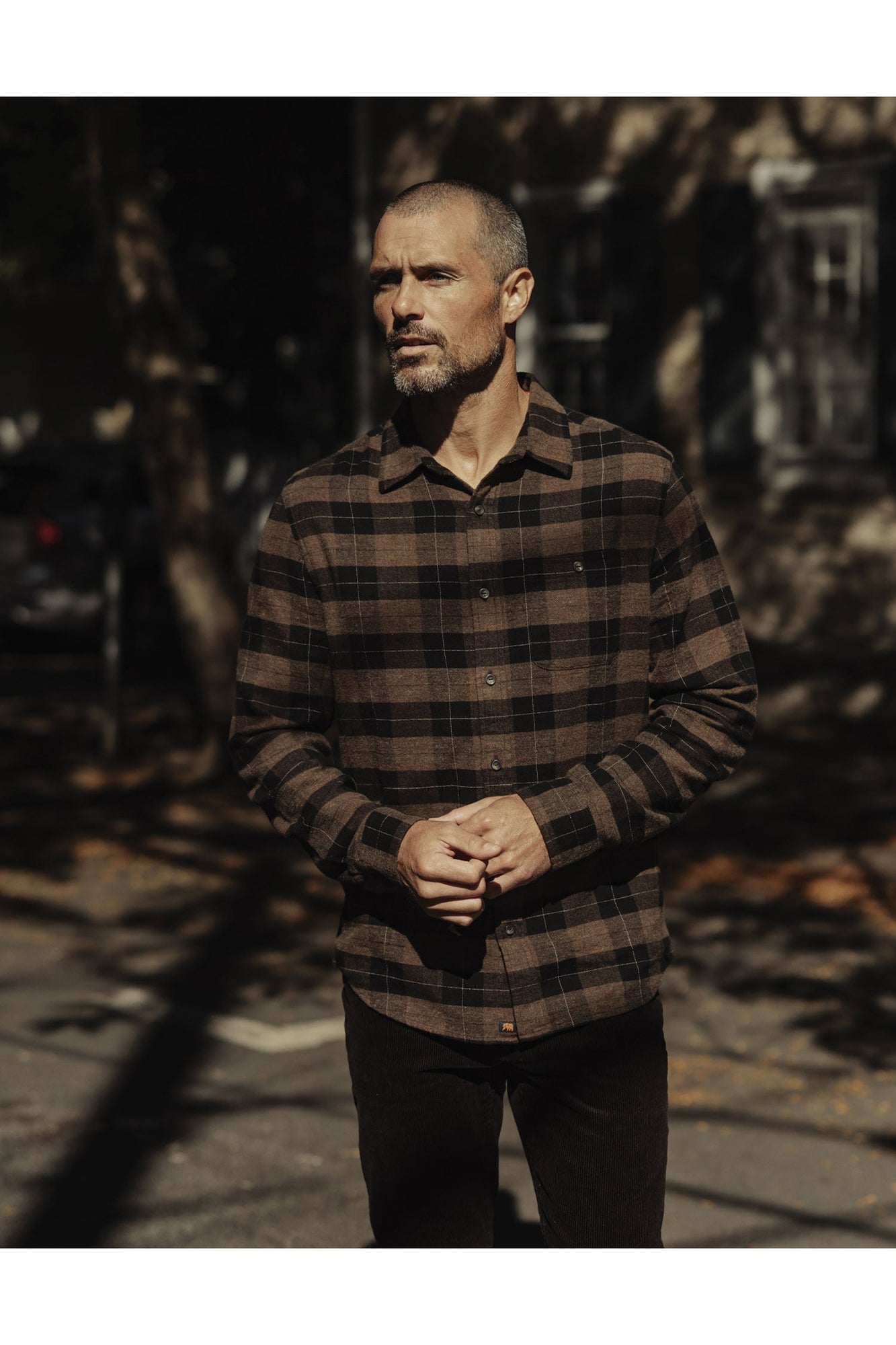 Men | Hudson Double Brushed Flannel | Dark Brown Plaid