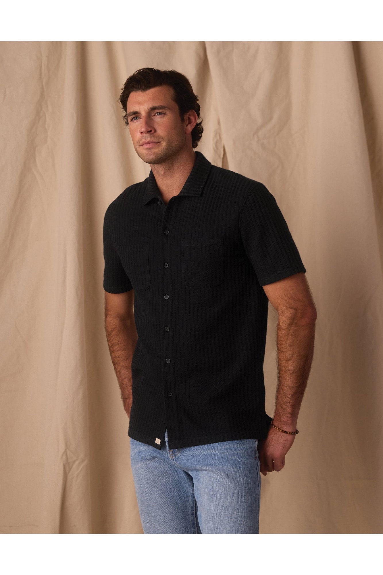 Men | Knit Getaway Button Up | Black