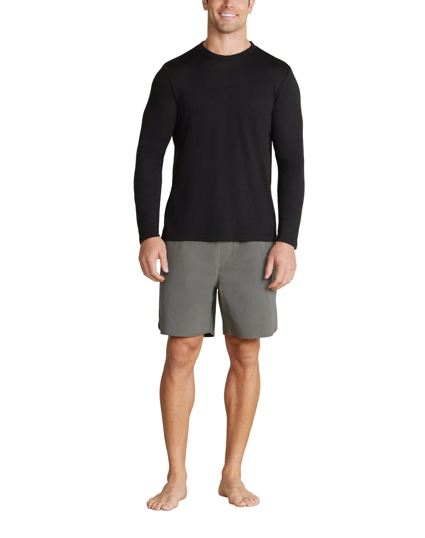 Men | MC s Slub Burnout Cut Neck Long Sleeve Tee | Black