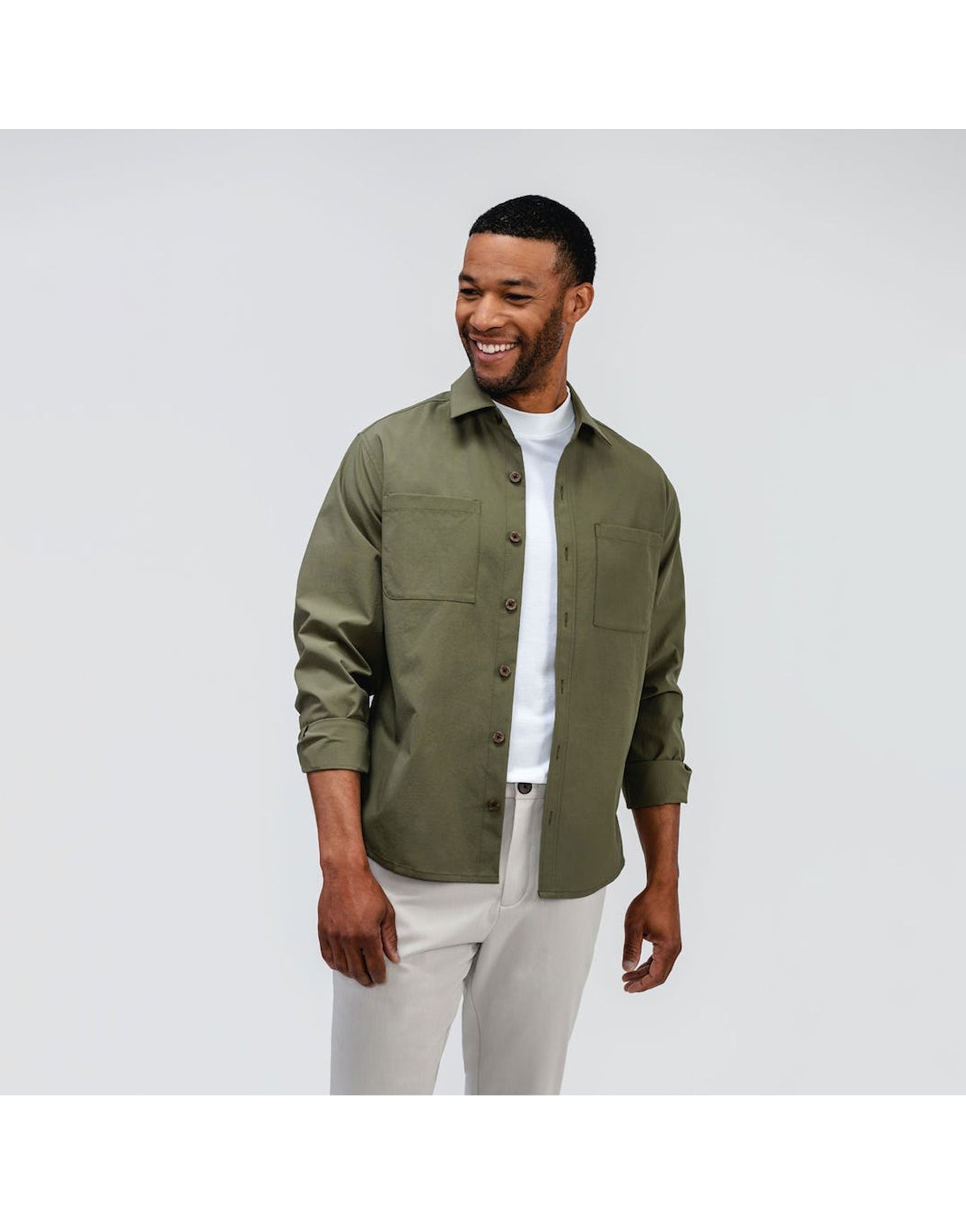 Men | Pace Poplin Overshirt | Olive